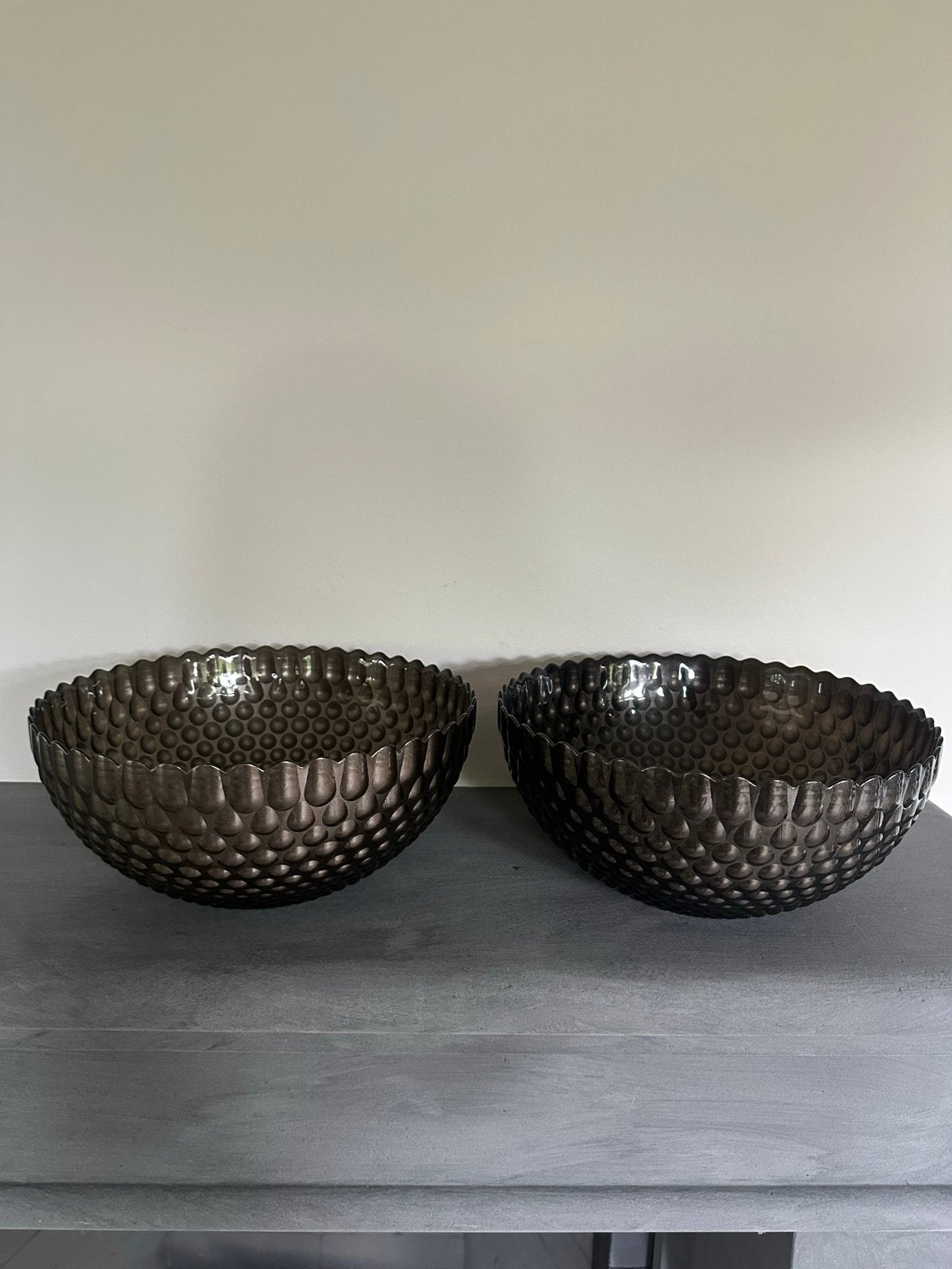 Set van 2 decoratieve schalen, donkergrijs/zwart, Ophalen, Overige materialen, Schaal, Rond