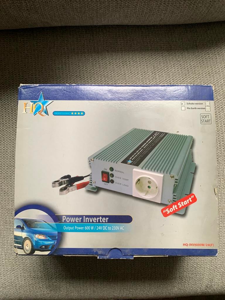 HQ Power Inverter 600W 24V DC naar 230V AC Soft Start, Ophalen of Verzenden, Nieuw