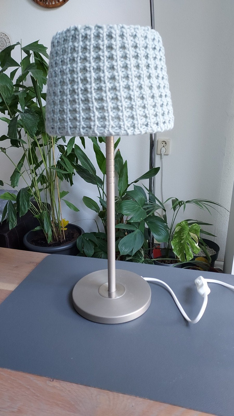Tafel schemerlamp met snoerschakelaar, 45 cm hoog, Ophalen of Verzenden, Zo goed als nieuw, Schemerlamp, E14 (klein)