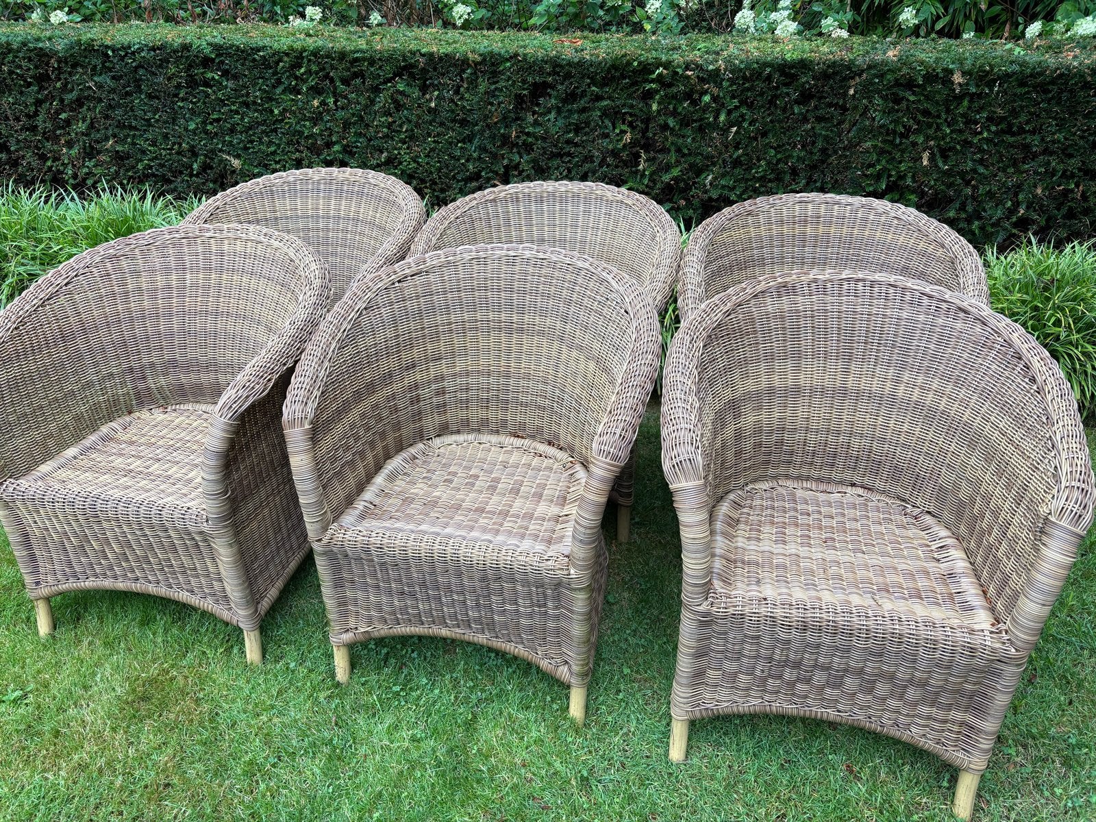 Wicker Tuin Terras Fauteuils - Set van 6, Tuin en Terras, Tuinstoelen, Ophalen, Gebruikt, Wicker