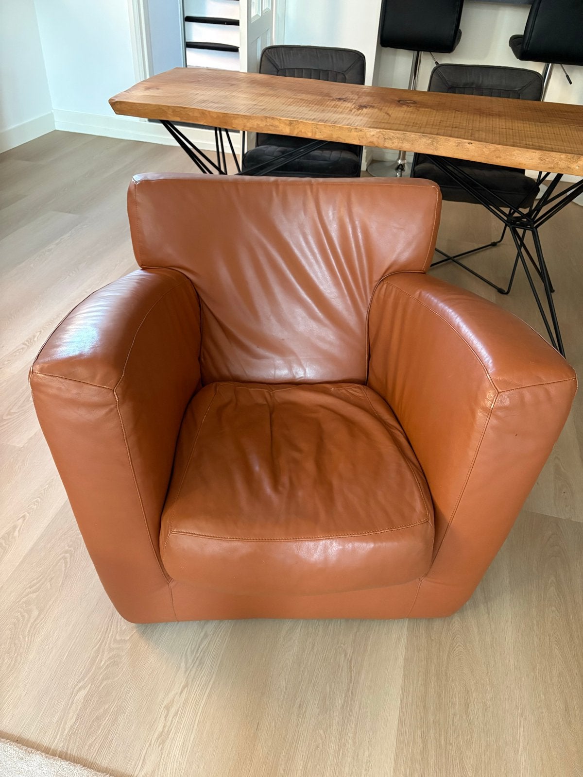 GRATIS Cognac leren fauteuil van Gerard van den Berg, Ophalen of Verzenden, Gebruikt, Leer, 75 tot 100 cm