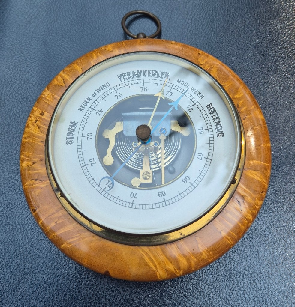 Wortelnotenhouten Barometer van begin 20ste eeuw, Ophalen of Verzenden