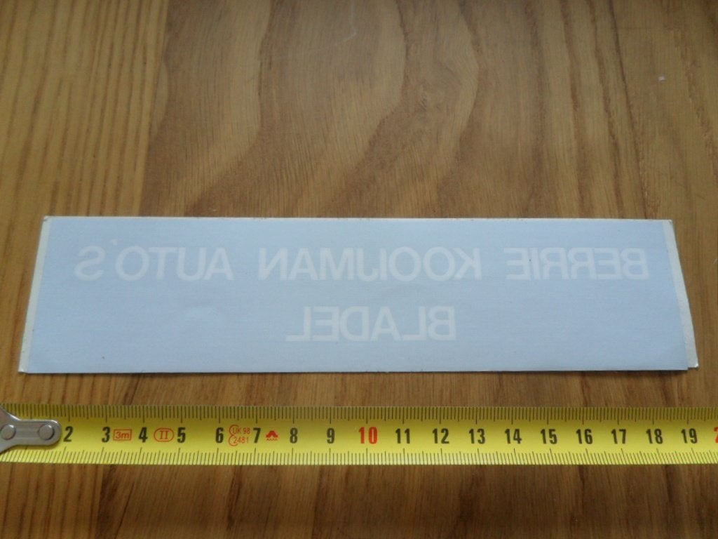 sticker Raamsticker Bladel BERRIE KOOIJMAN AUTO'S, Ophalen of Verzenden, Zo goed als nieuw