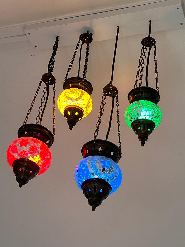 Oosterse mozaïek lampen, Huis en Inrichting, Lampen | Hanglampen, Gebruikt, Minder dan 50 cm, Glas, Ophalen