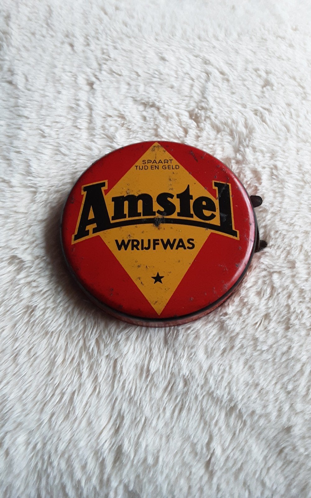 AMSTEL , WRIJFWAS BLIKJE. C.A. 1925., Verzamelen, Ophalen of Verzenden, Gebruikt, Overige