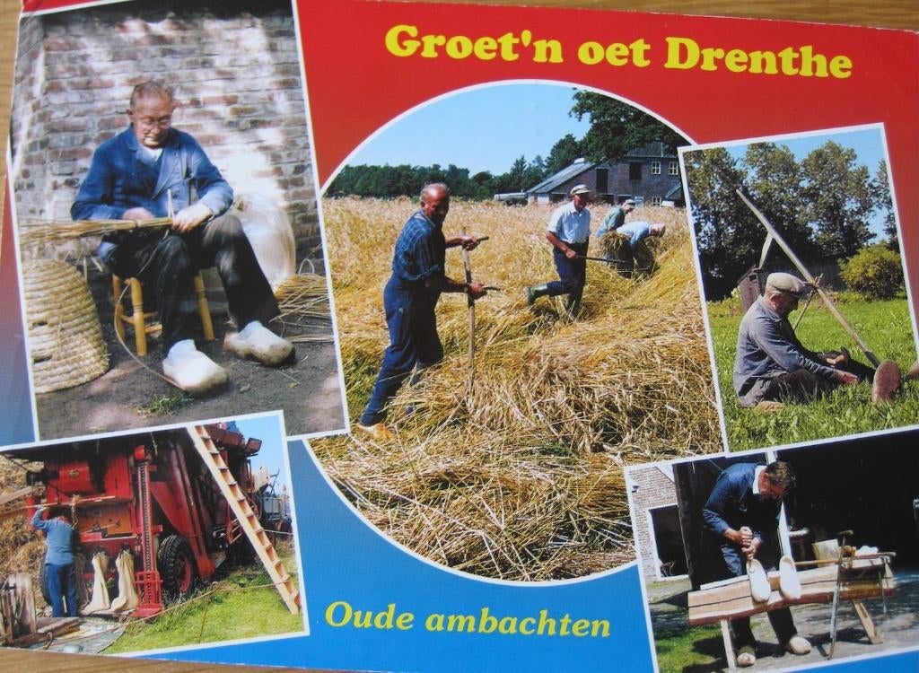 Groeten oet Drenthe met oude ambachten, Verzamelen, Ansichtkaarten | Nederland, Verzenden, 1980 tot heden, Gelopen, Drenthe