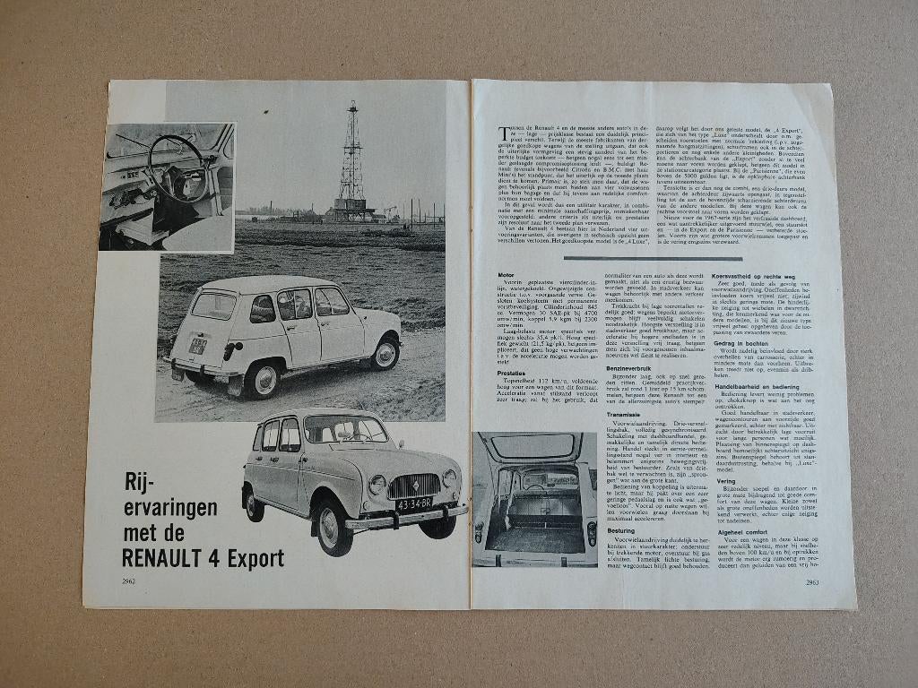 Auto Test (uit oud tijdschrift) Renault 4/ Export (1966), Verzenden, Gelezen, Renault