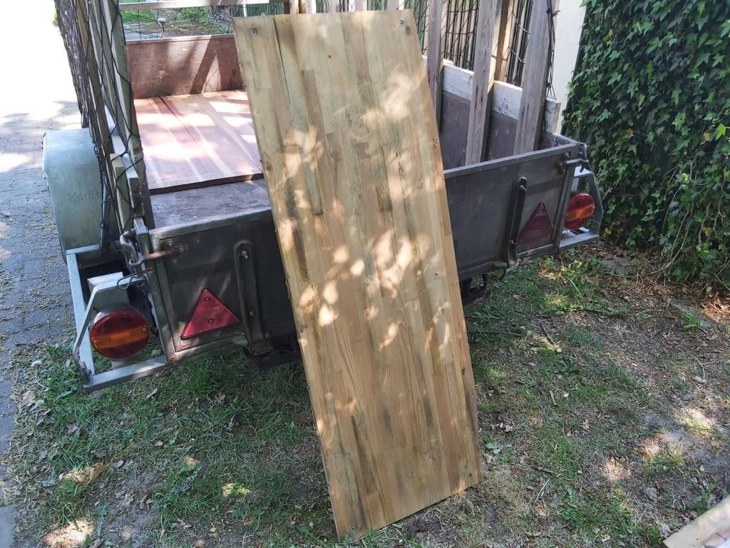 Circulair Hout: Divers grenen en vuren, gelamineerd  2cm d, Doe-het-zelf en Verbouw, Hout en Planken, Ophalen of Verzenden, Gebruikt