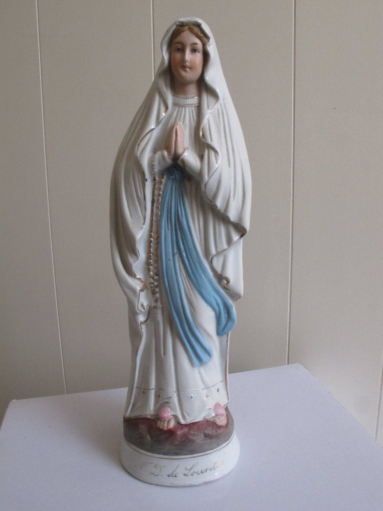 Maria beeldje van biscuit, Verzamelen, Verzenden, Zo goed als nieuw, Beeld(je), Christendom | Katholiek