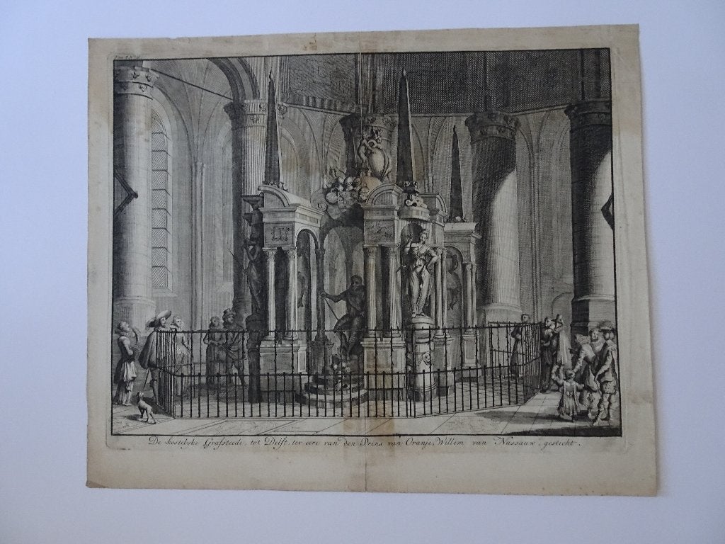 gravure graf Willem van Oranje Delft, Jan Luijken 1730, Antiek en Kunst, Dagelijks leven, Ophalen of Verzenden, Gravure, Origineel
