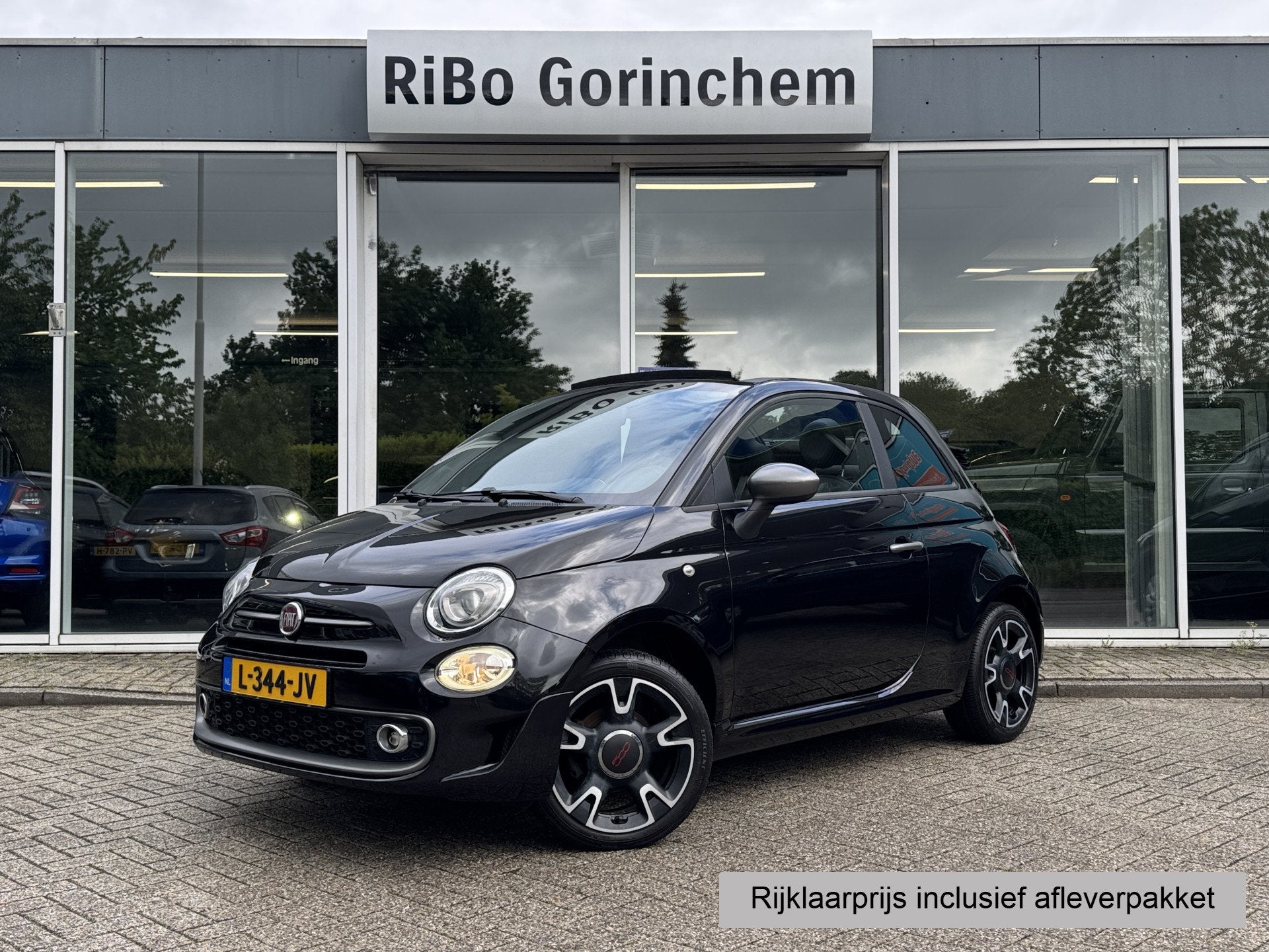 Fiat 500 1.2 Lounge * Lounge * Leder * Airco * (bj 2017), Voorwielaandrijving, Gebruikt, 4 cilinders, Zwart