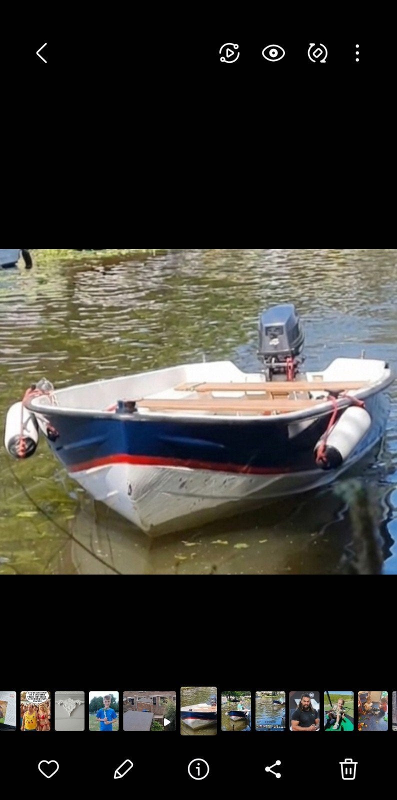 Yamaha 4-takt buitenboordmotor met boot, Watersport en Boten, Ophalen, Gebruikt, 5 tot 10 pk, Viertaktmotor