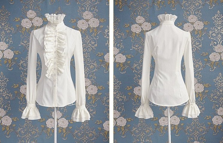 Witte victoriaanse dames blouse (gothic middeleeuws shirt), Verzenden, Nieuw