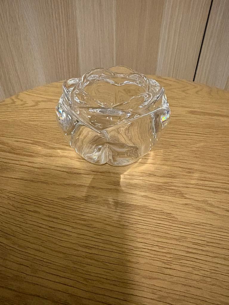 Vintage Kristallen Waxinelichthouder Roos - Albert Heijn Adr, Antiek en Kunst, Antiek | Glas en Kristal, Ophalen of Verzenden