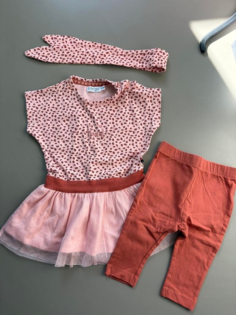 Jurkje van Dirkje met haarband en legging maat 74, Ophalen of Verzenden, Zo goed als nieuw, Meisje, Jurkje of Rokje