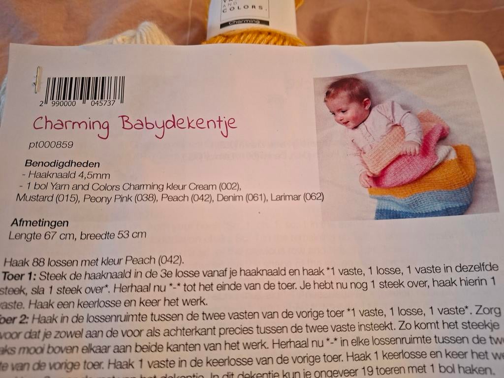 Haakpakket Charming baby dekentje, Ophalen of Verzenden, Nieuw, Breien of Haken, Patroon of Boek