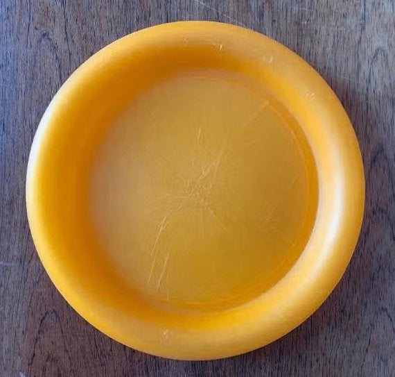 4x oranje kunststof picknick bord, bordjes; 20 cm doorsnee, Huis en Inrichting, Keuken | Servies, Ophalen of Verzenden, Gebruikt