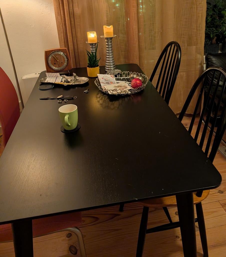 IKEA LISABO zwarte eettafel, Ophalen, Gebruikt, 100 tot 150 cm, 50 tot 100 cm