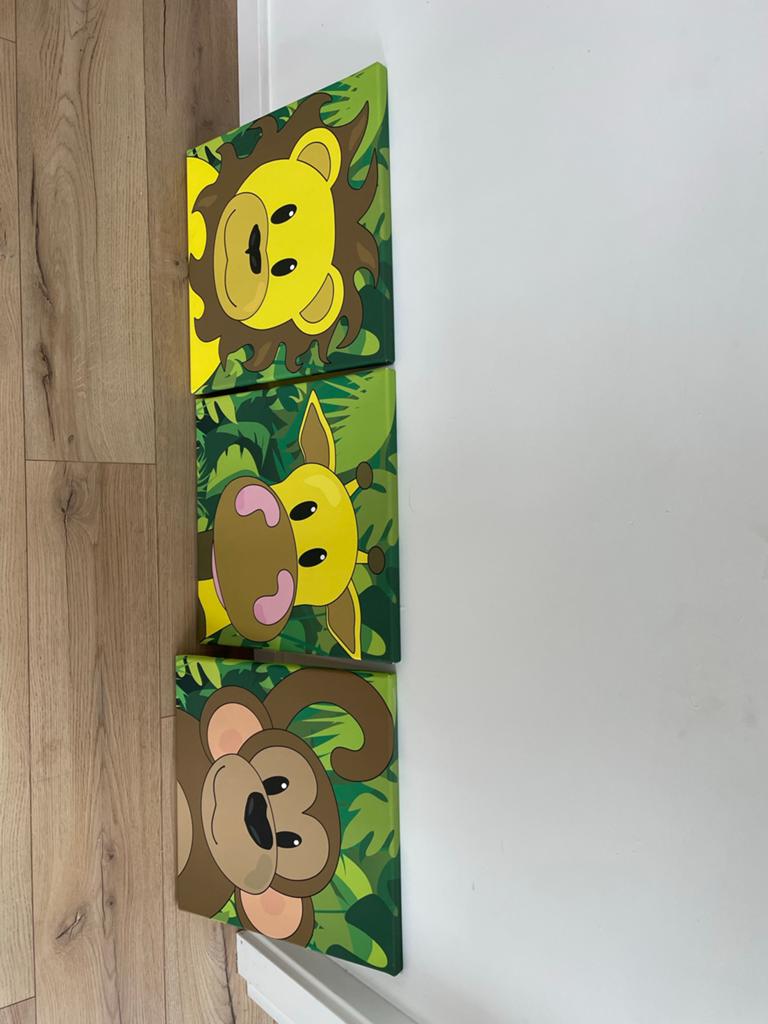 Leuke set van 3 canvas schilderijen voor kinderkamer, Kinderen en Baby's, Kinderkamer | Inrichting en Decoratie, Ophalen, Zo goed als nieuw