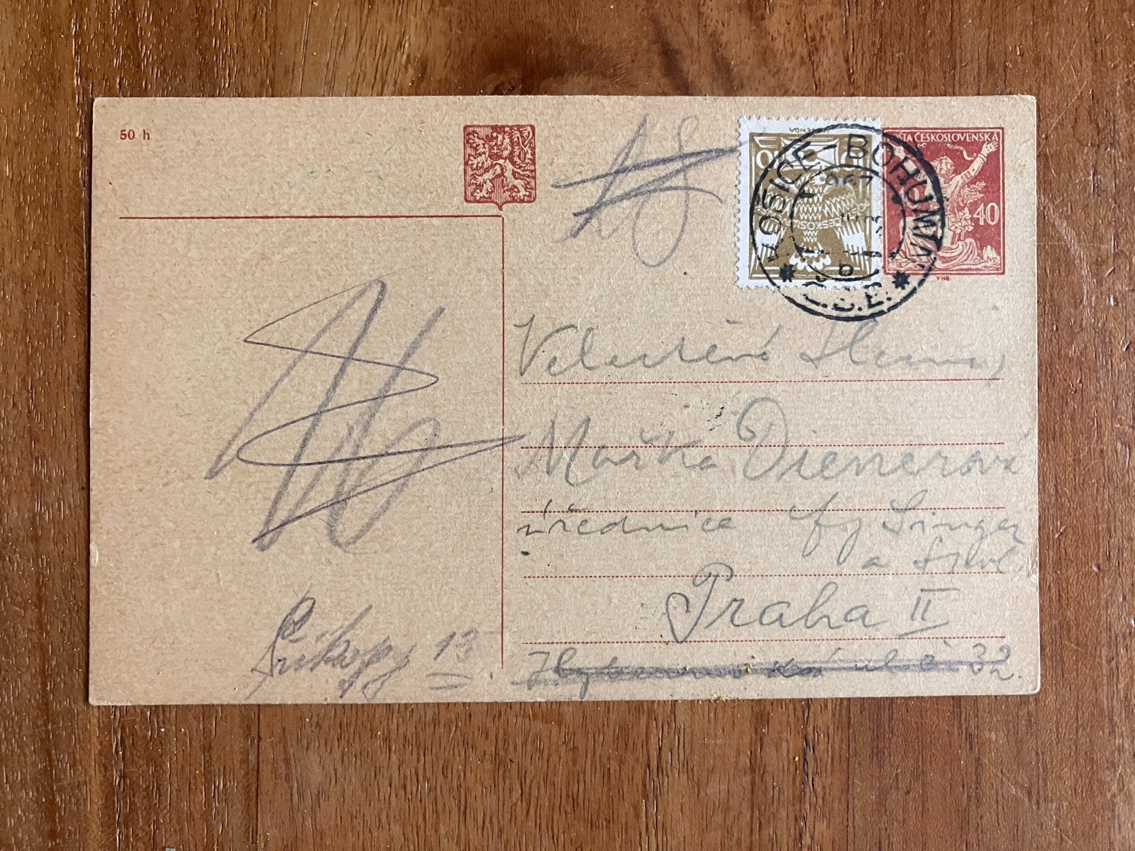 Oude Tsjechische briefkaart - Praag - 1922, Postzegels en Munten, Ophalen of Verzenden, Briefkaart