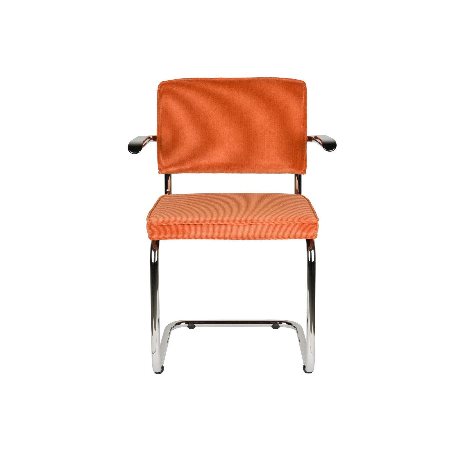 2x Zuiver Ridge Rib stoelen oranje met armleuning – zgan, Huis en Inrichting, Stoelen, Ophalen, Zo goed als nieuw, Overige kleuren