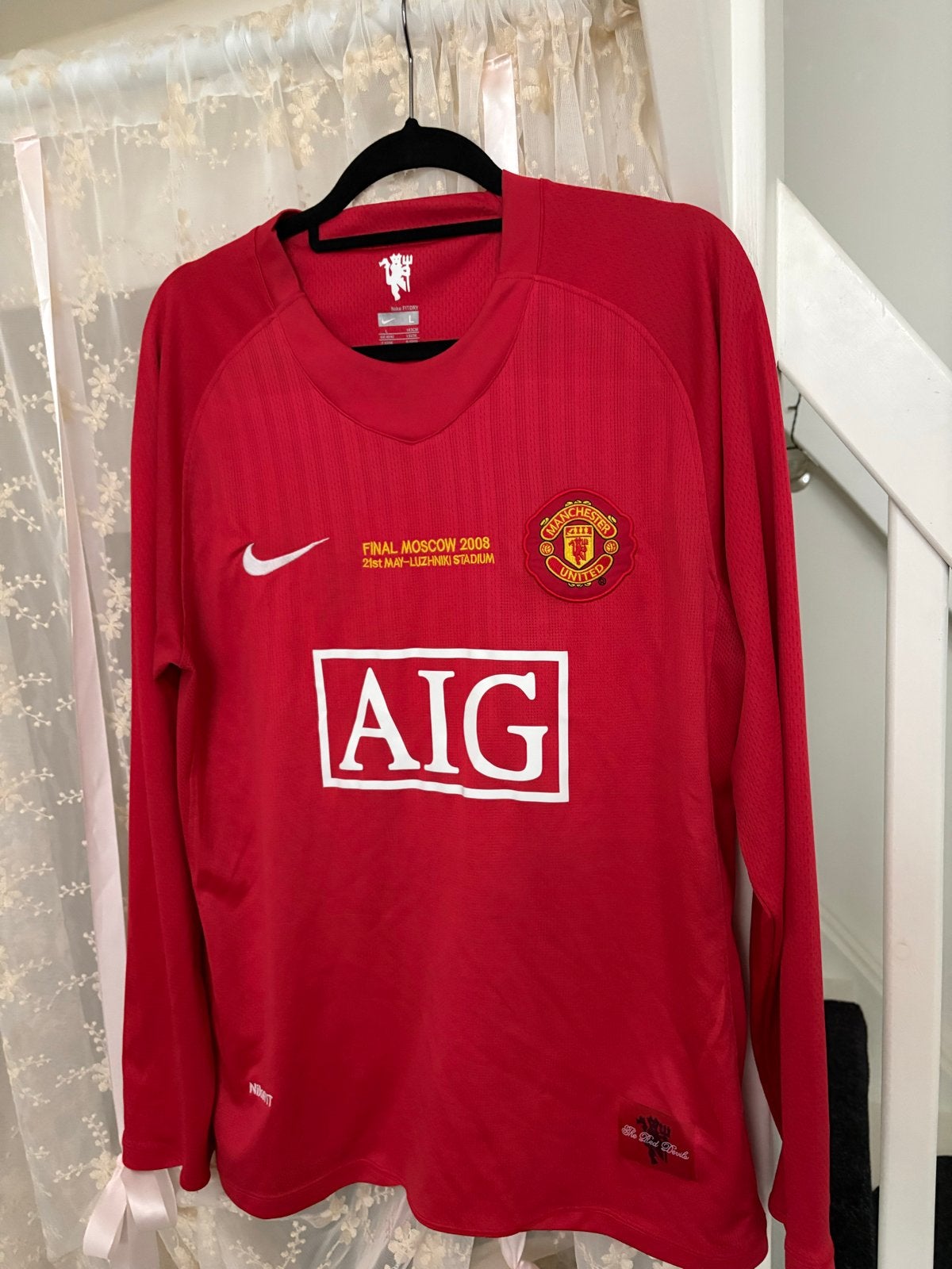 Manchester United Ronaldo Thuisshirt 2008 - Lange mouwen, Maat 48/50 (M), Ophalen of Verzenden, Zo goed als nieuw, Voetbal