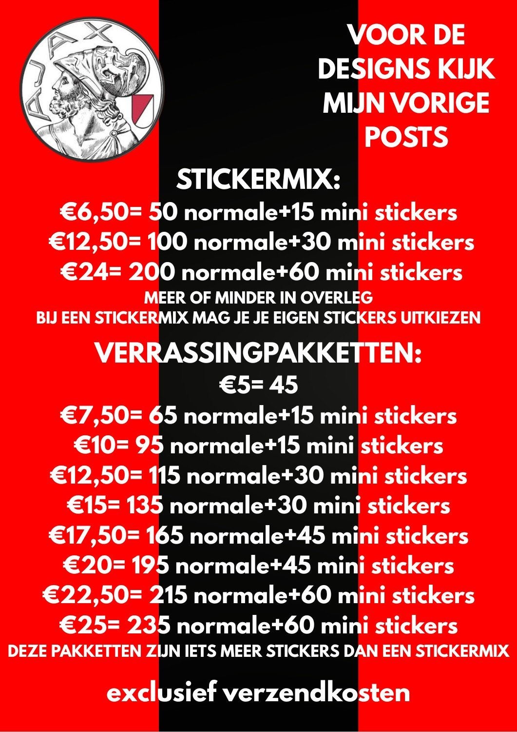 Actie met Ajax stickers, Verzenden, Nieuw, Meerdere stickers