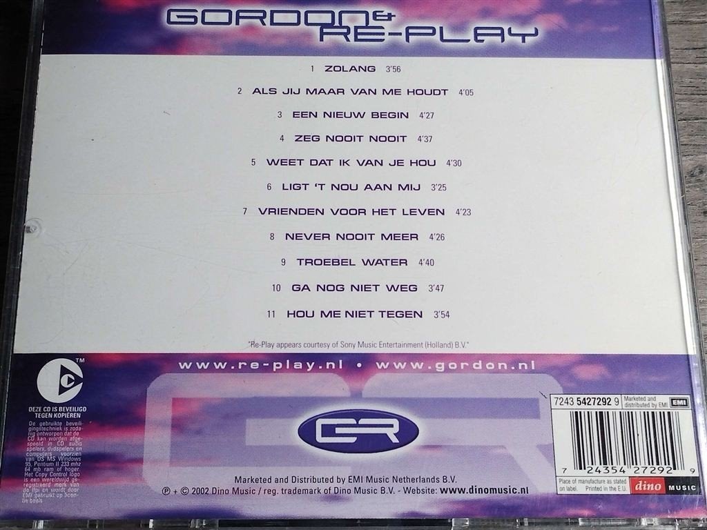 Gordon & Re-Play, Cd's en Dvd's, Ophalen of Verzenden, Zo goed als nieuw