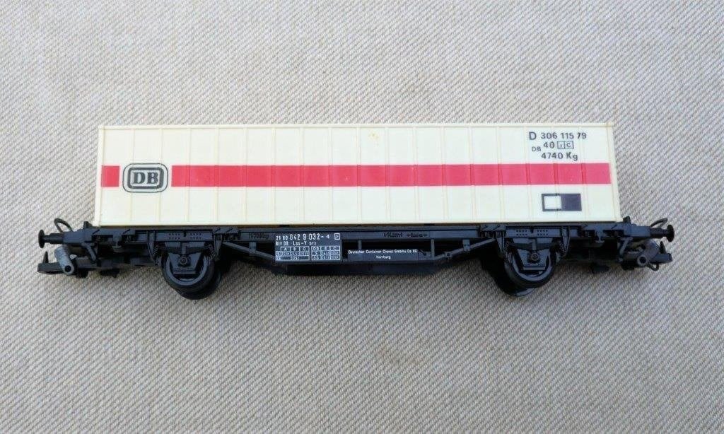 Lima Italy 2 as 40ft containerwagon DB container., Gelijkstroom, Wagon, Ophalen of Verzenden, Zo goed als nieuw