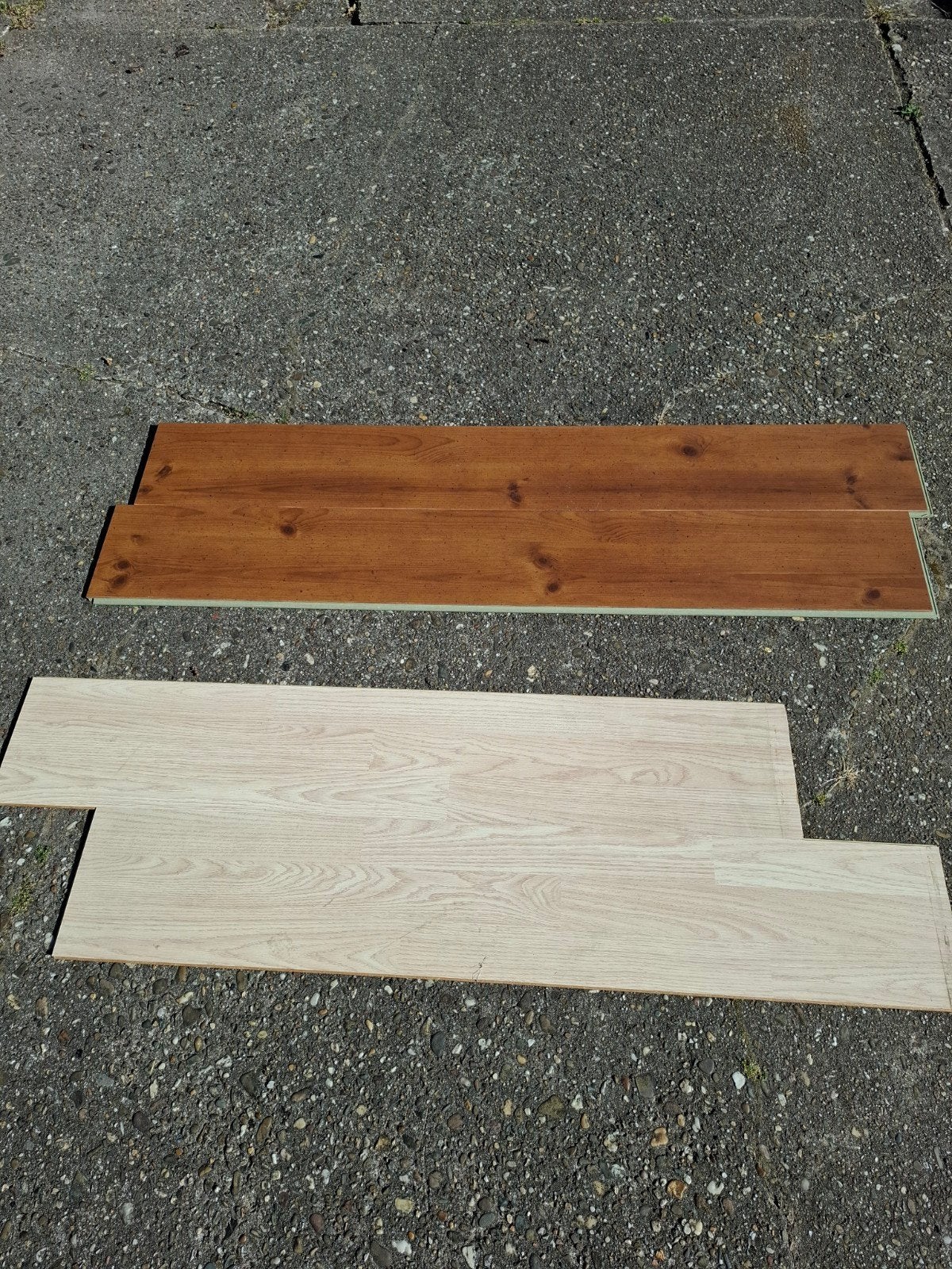 Laminaat vloerdelen - licht en donker hout, Gebruikt, 50 tot 150 cm, Ophalen of Verzenden, 10 m² of meer