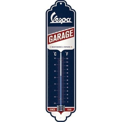 Vespa scooter garage reclame thermometer van metaal deco, Ophalen of Verzenden, Nieuw, Auto's
