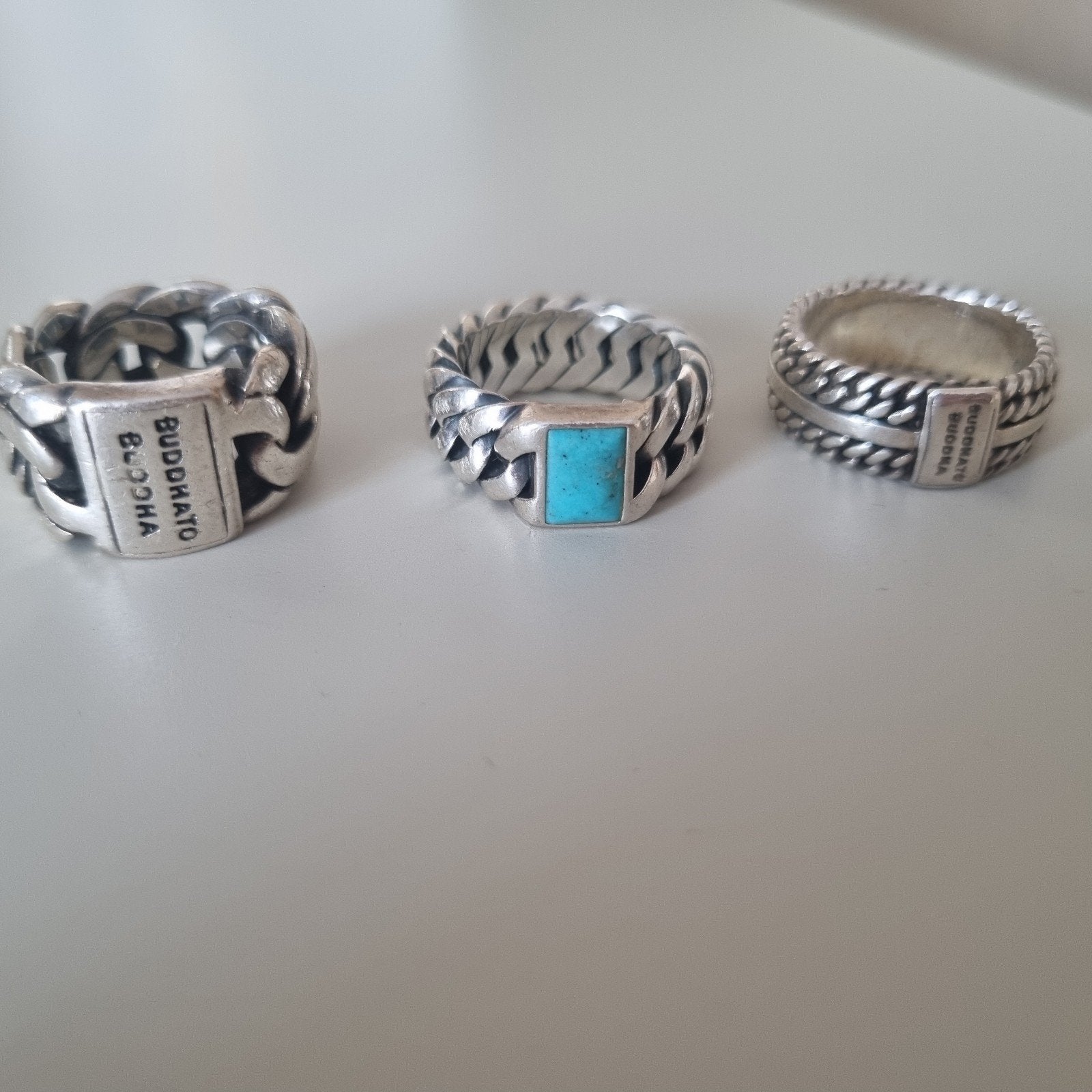 Buddha to buddha ringen en ketting met hanger, Ophalen, Zo goed als nieuw, Zilver, Overige merken