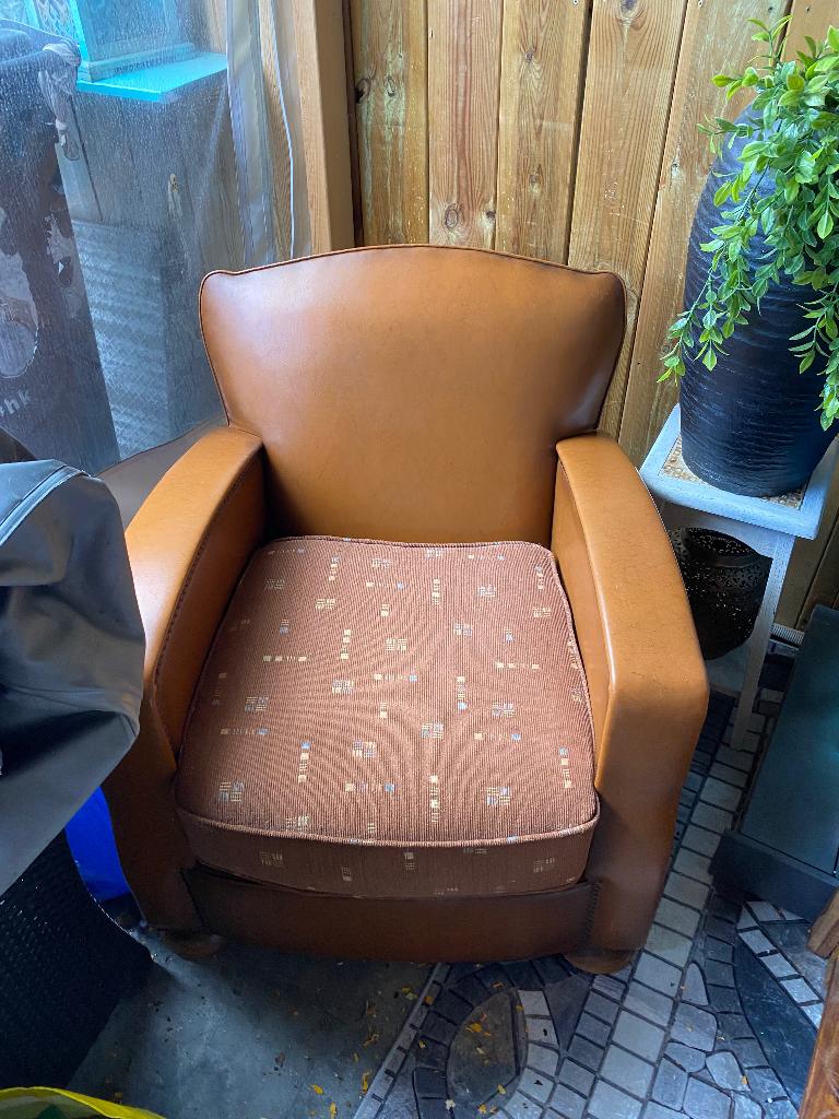 Leuke club feautuil, Ophalen, Gebruikt, 75 tot 100 cm, Leer