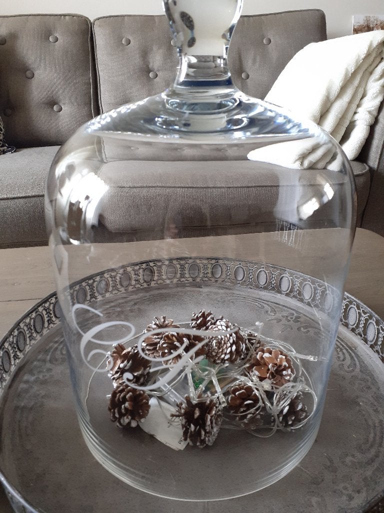 Prachtige glazen stolp, hoogte 36 cm, nieuwstaat., Glas, Ophalen of Verzenden, Zo goed als nieuw