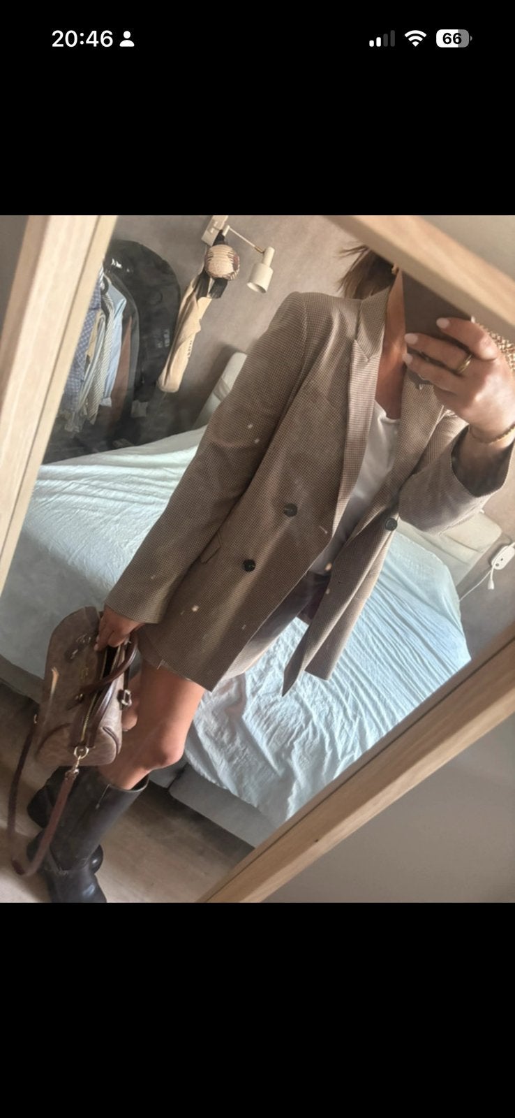 Blazer en broek rok nieuw l, Kostuum of Pak, Bruin, Maat 42/44 (L), Nieuw