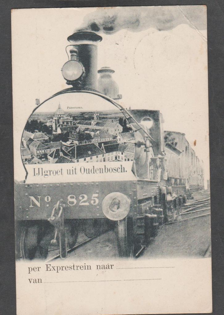oudenbosch ijlgroet  met trein, Verzamelen, Ansichtkaarten | Nederland, Verzenden, Voor 1920, Gelopen, Noord-Brabant