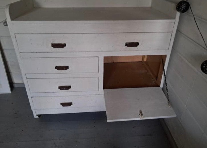 Vintage commode met lades en opklapbaar deurtje, Ophalen, Gebruikt, 50 tot 70 cm, 100 cm of meer