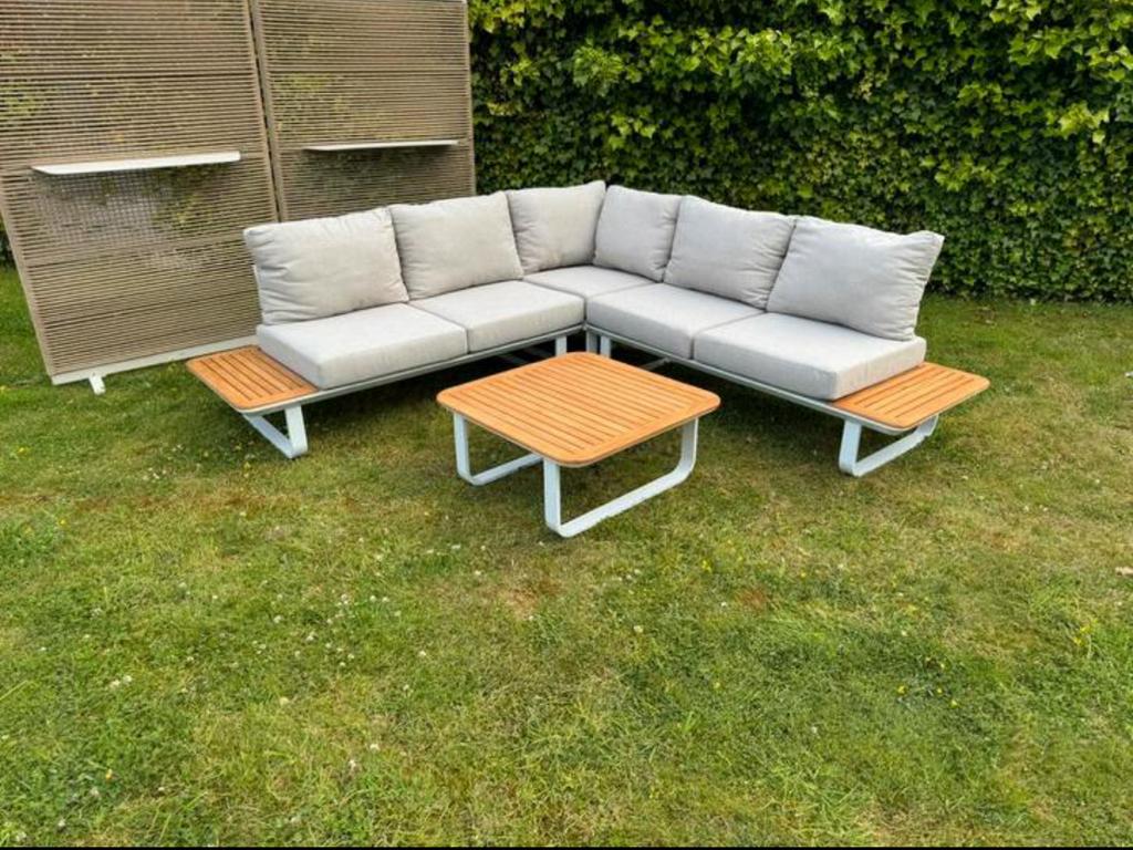 Tuinset Capri loungebank loungeset hoekbank teak aluminium