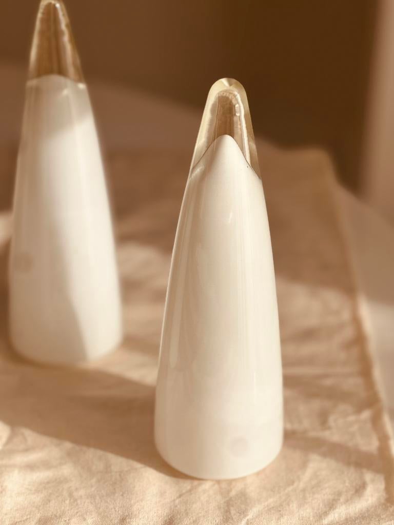Vintage lampenkappen jaren ‘80 Massive melkglas Teepee, Wit, Vintage,design, Ophalen of Verzenden, Zo goed als nieuw