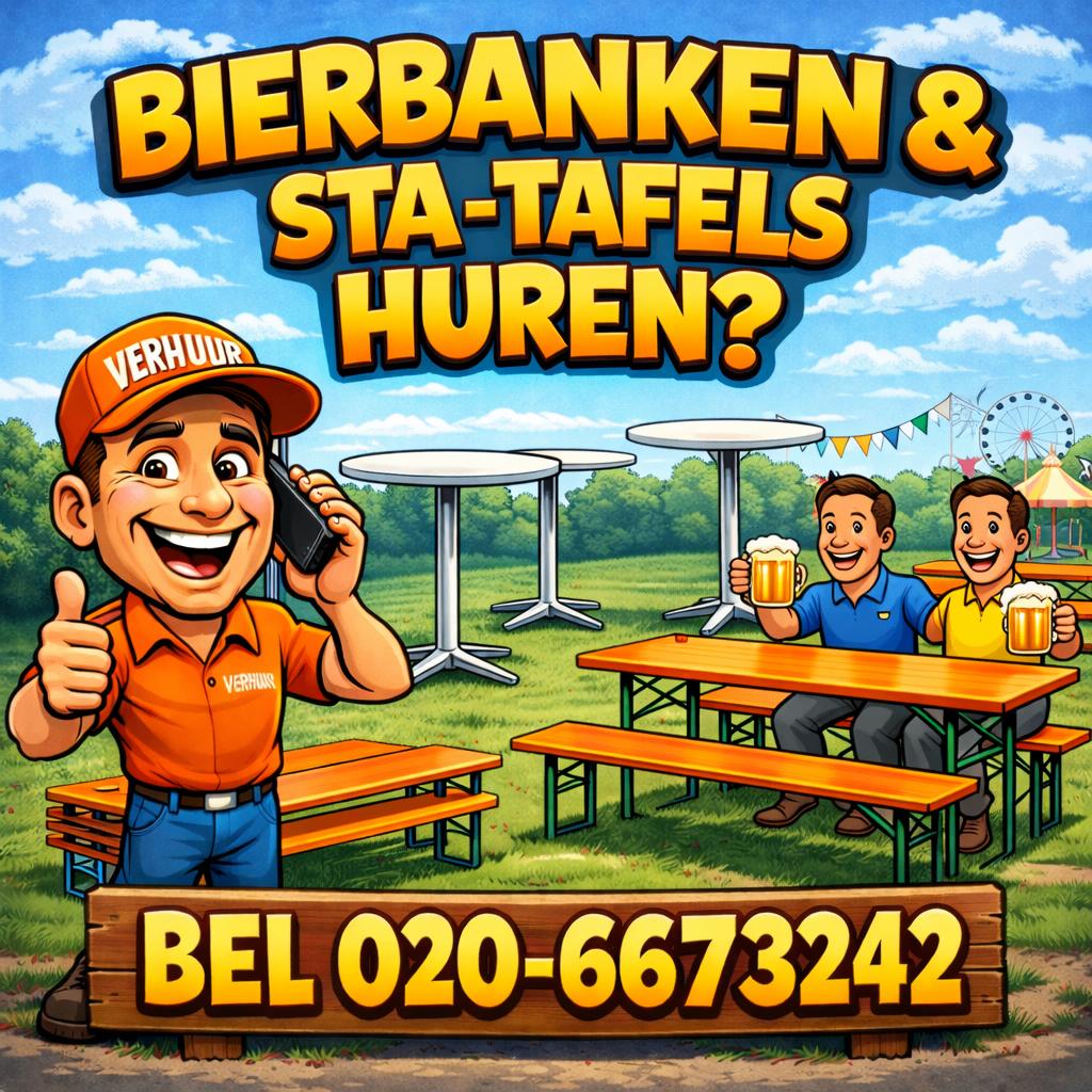 Te huur Statafels  bierbank  toiletwagen koelaanhanger, Ophalen, Zo goed als nieuw, Overige
