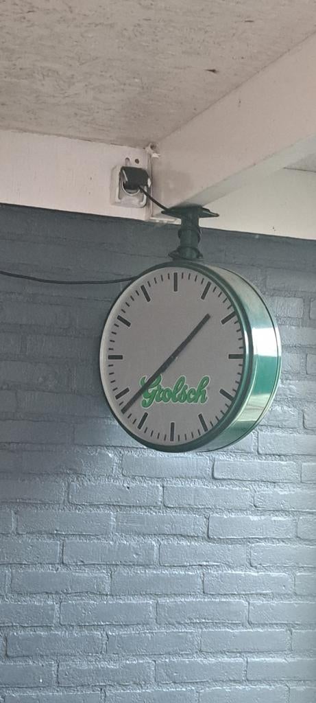 Grolsch Klok - Wandklok met Logo, Ophalen of Verzenden, Gebruikt, Analoog, Wandklok