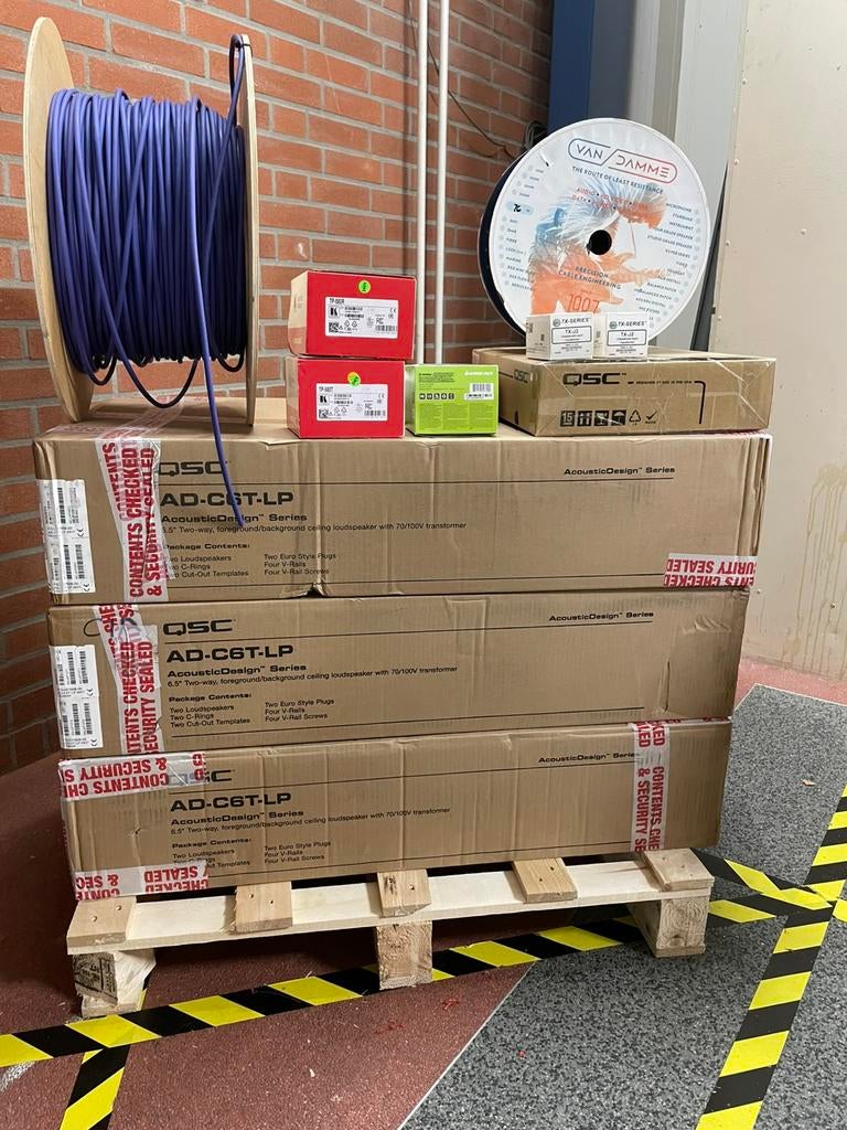 6x QSC SD-C6T-LP inbouw plafondspeakerset  ( NIEUW!), Overige typen, Nieuw, 120 watt of meer, Ophalen