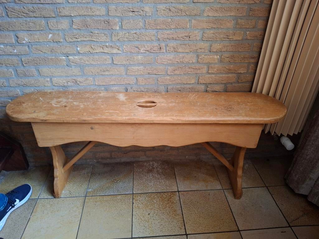Oud grenen bankje stevig, Ophalen, Rechthoekig, 125 cm of meer