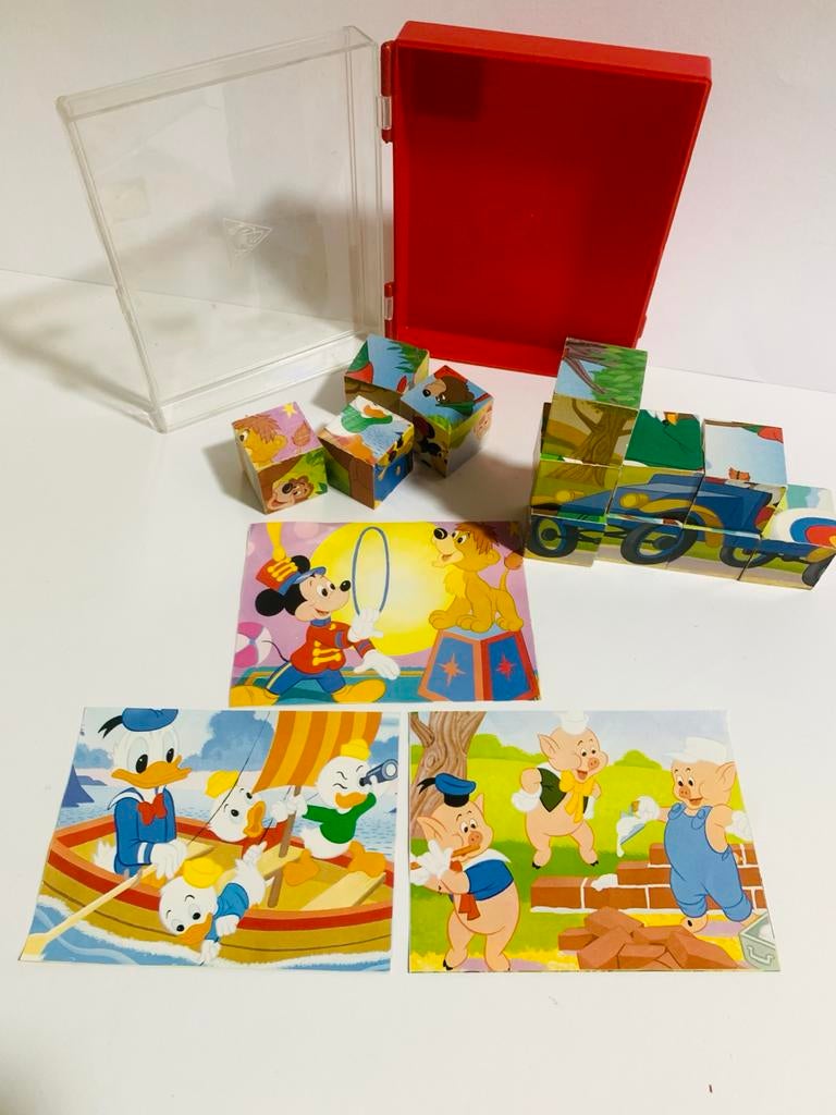 Vintage Disney houten Puzzelblokken blokjes puzzel, Verzamelen, Disney, Ophalen of Verzenden, Donald Duck, Gebruikt, Overige typen