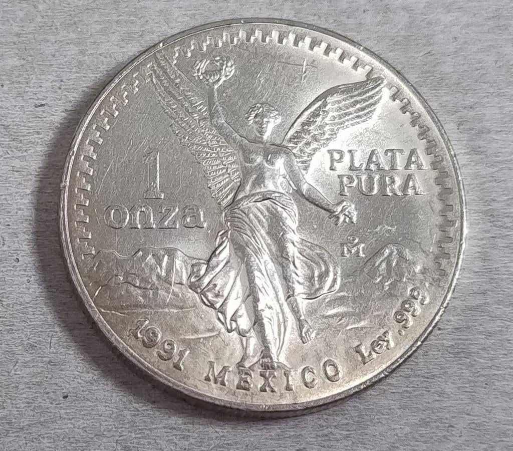 Zilveren Libertad Munt, Mexico - 1 Onza 1991, Postzegels en Munten, Munten | Amerika, Ophalen of Verzenden, Noord-Amerika, Losse munt