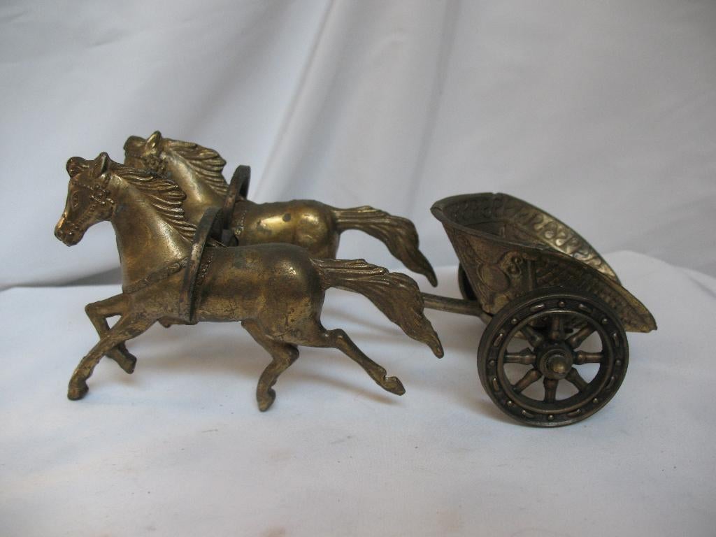 Sculpture Paard en wagen Koper Messing, Ophalen of Verzenden, Koper