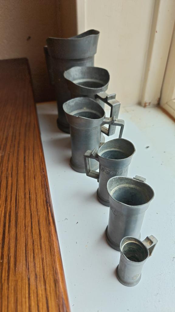Vintage Tinnen Maatbekers Set, Antiek en Kunst, Antiek | Tin, Ophalen