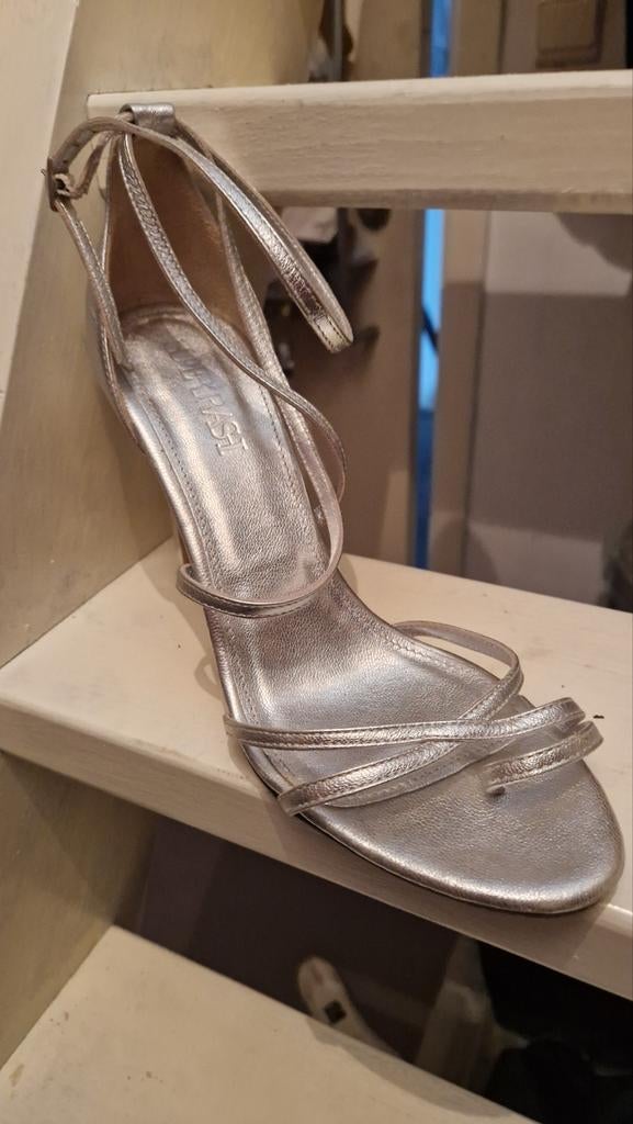 Supertrash zilver leren hoge hakken pumps sandaal zgan mt40, Verzenden, Zo goed als nieuw, Overige kleuren, Sandalen of Muiltjes