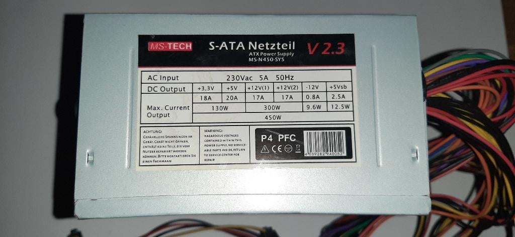 PC Voeding 450 Watt, Computers en Software, Ophalen of Verzenden, Gebruikt