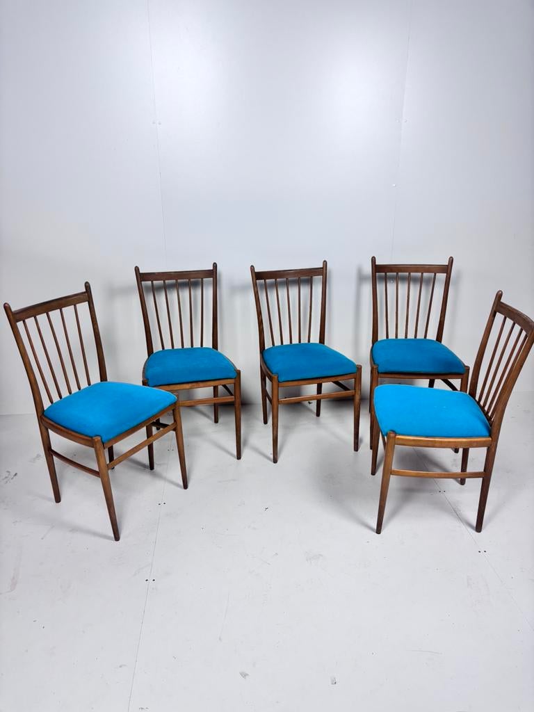 5 x vintage stoel eetkamerstoelen, Gebruikt, C, C, D